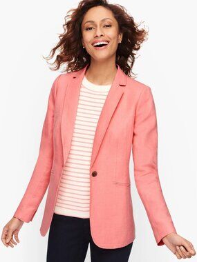 Talbots Pink Linen Blazer Size 18